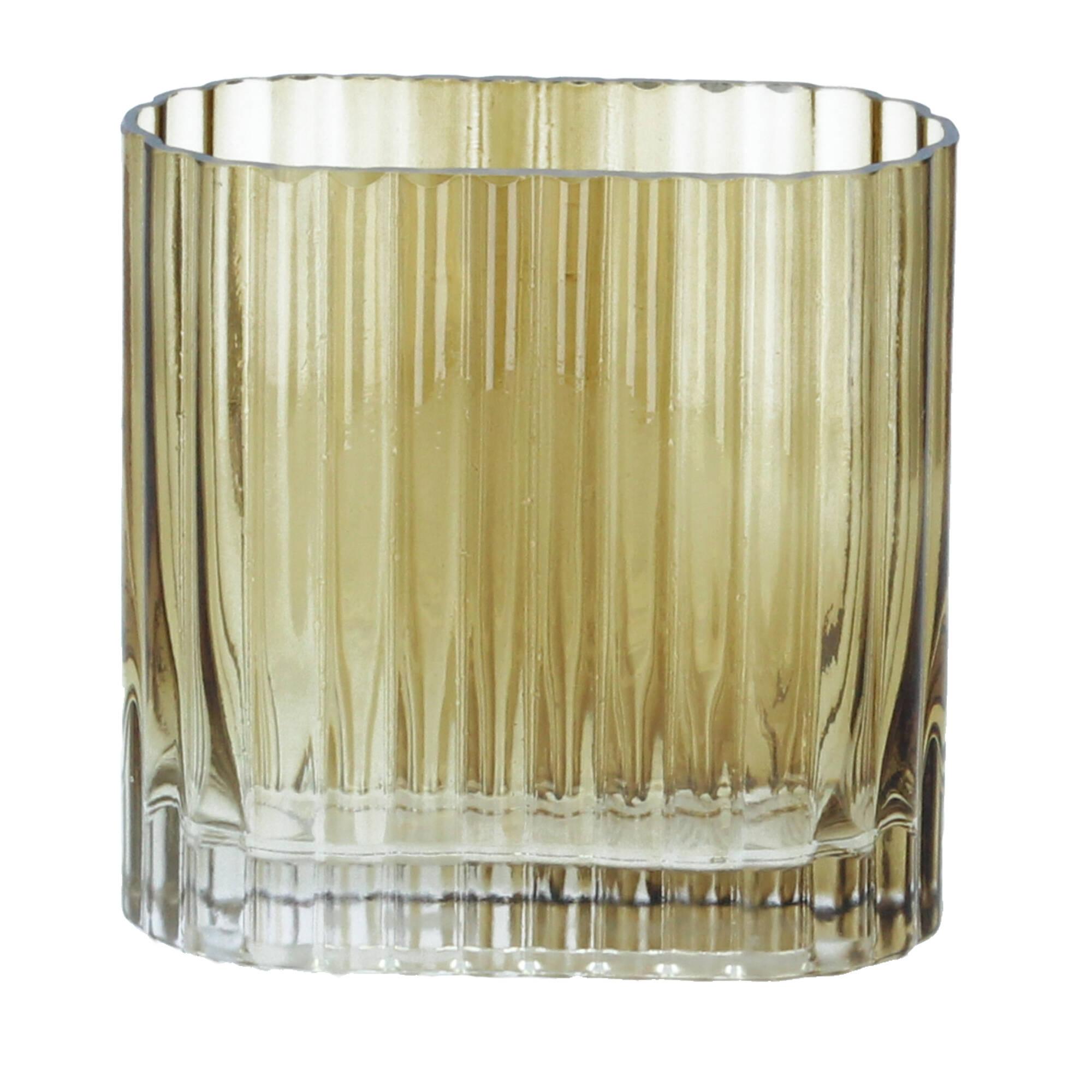Bloomingville Vase Glas 14 x 14 x 6,5 cm braun Bloomingville Vase Glas 14 x 14 x 6,5 cm braun