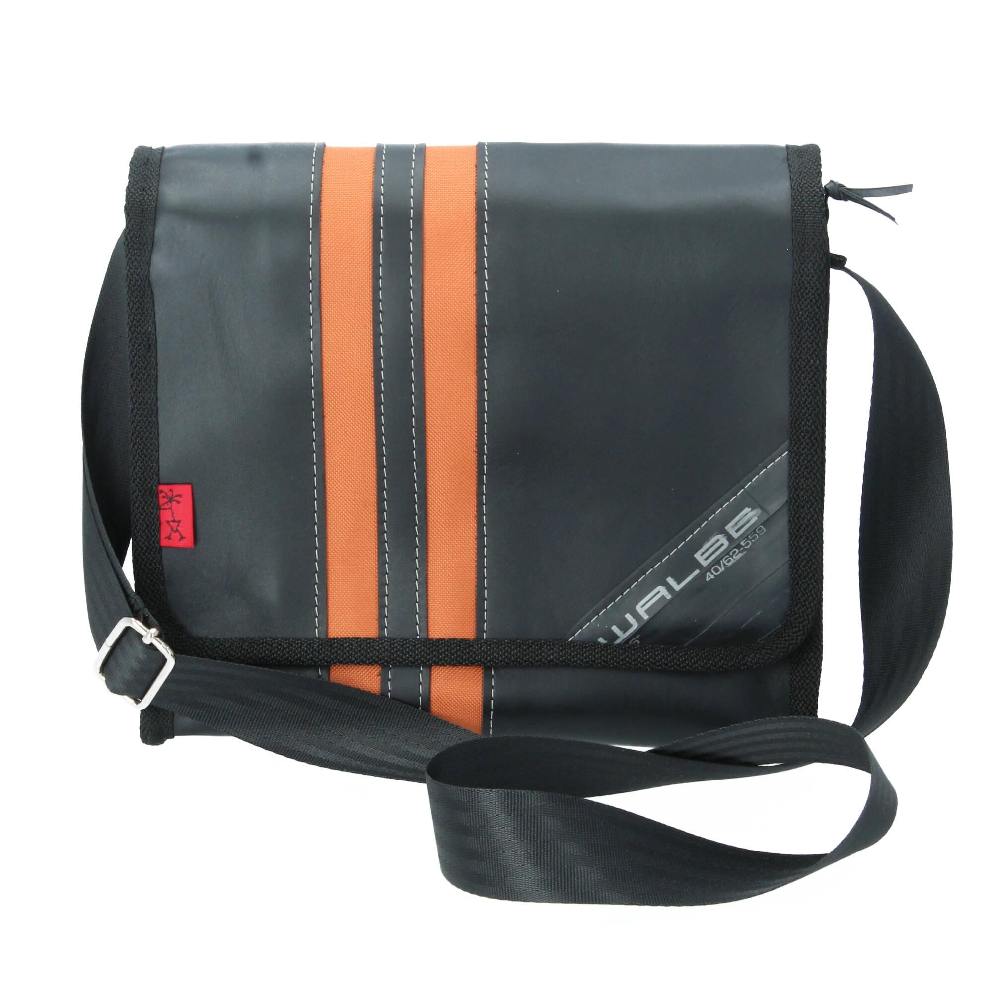 Stef Fauser Schultertasche Radlerengel small Leder 27x24x10 cm schwarz