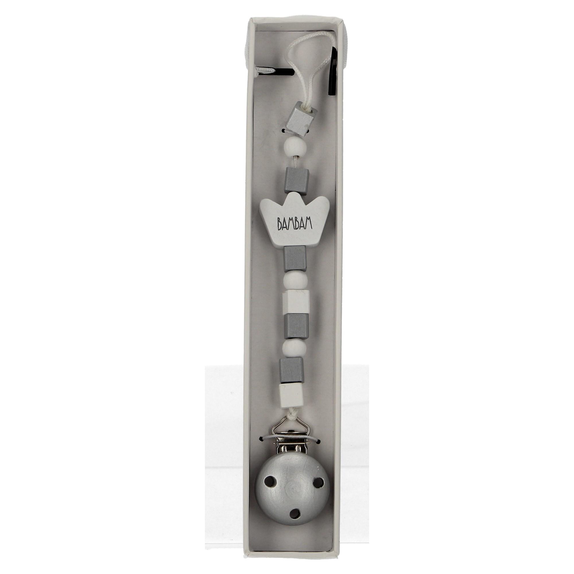 BamBam Schnullerkette mit Clip grau BamBam Schnullerkette mit Clip grau