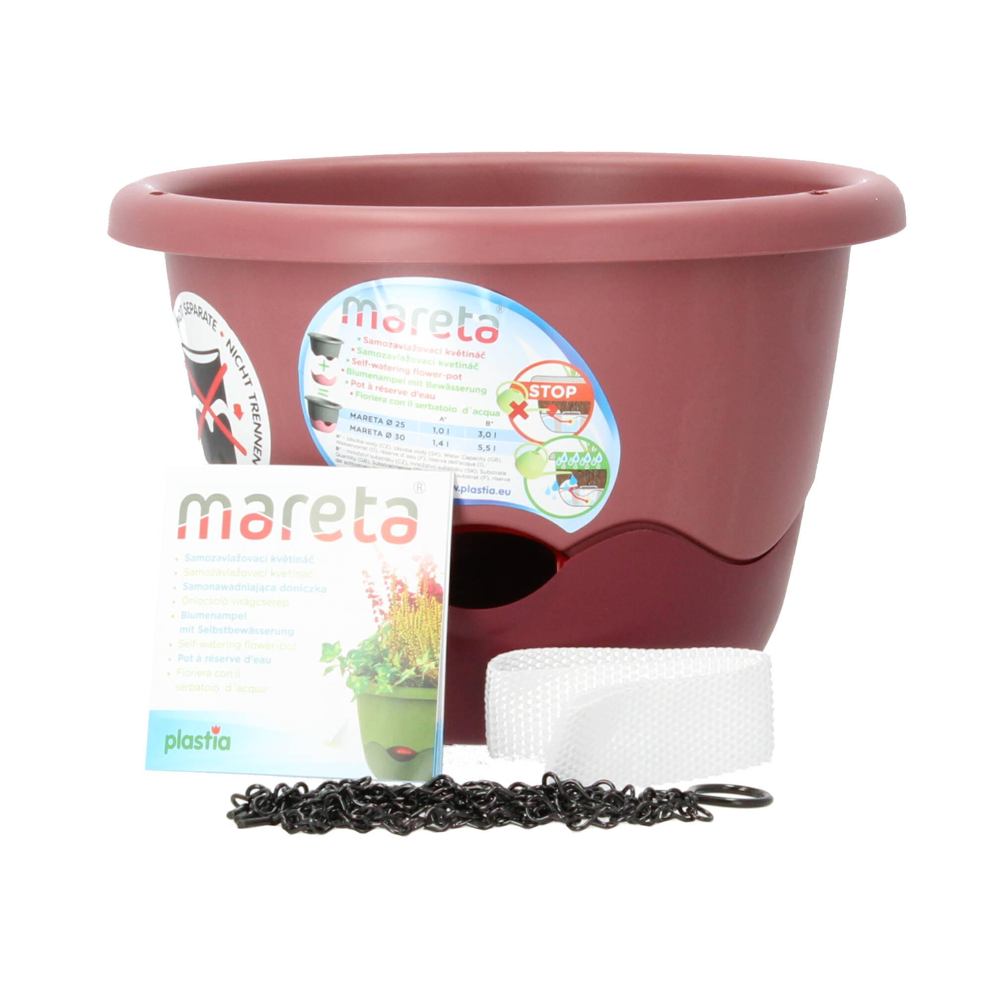 Plastia Blumenampel Mareta 25 rosa weinrot Wasserspeicher